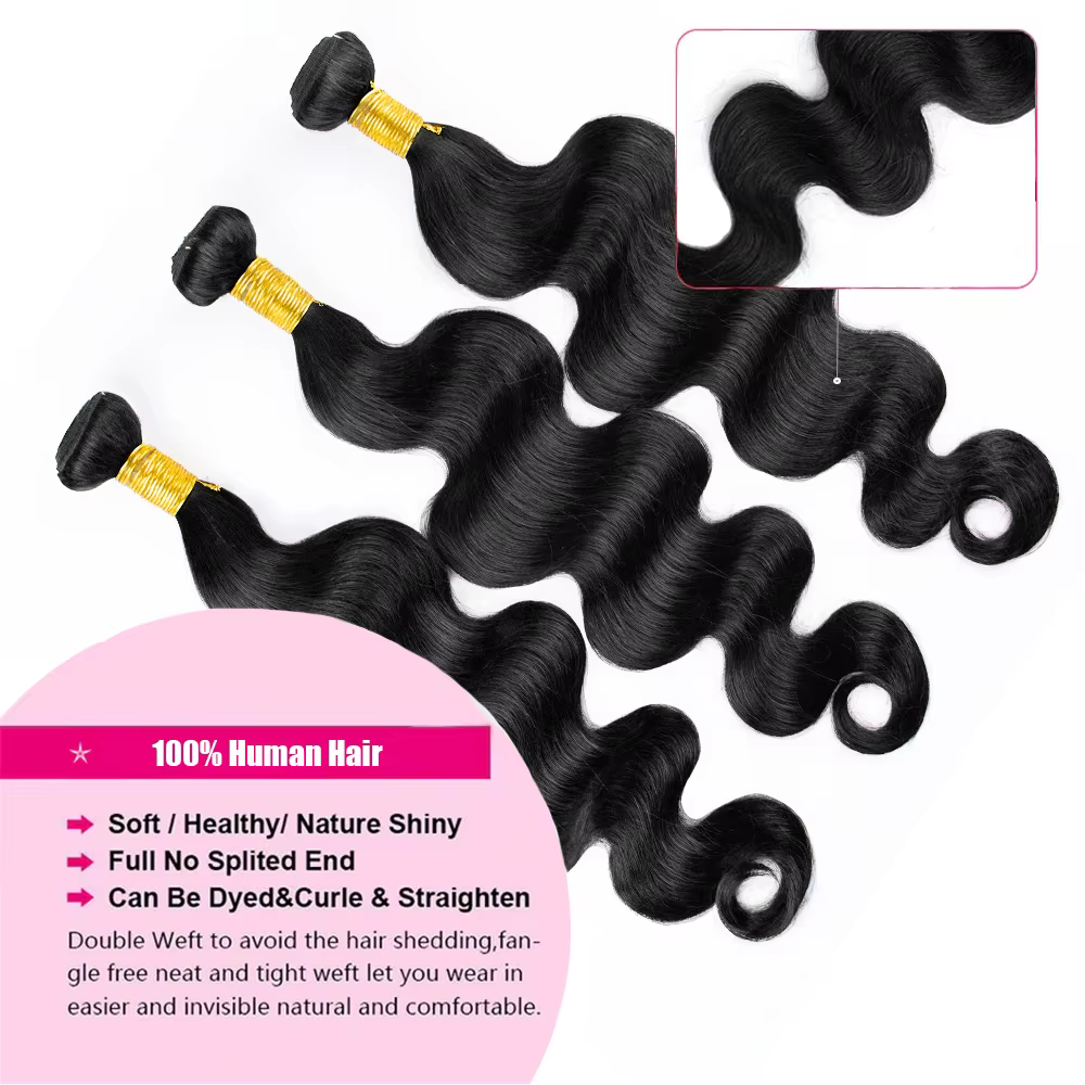 Tissage en lot brésilien naturel Body Wave birman