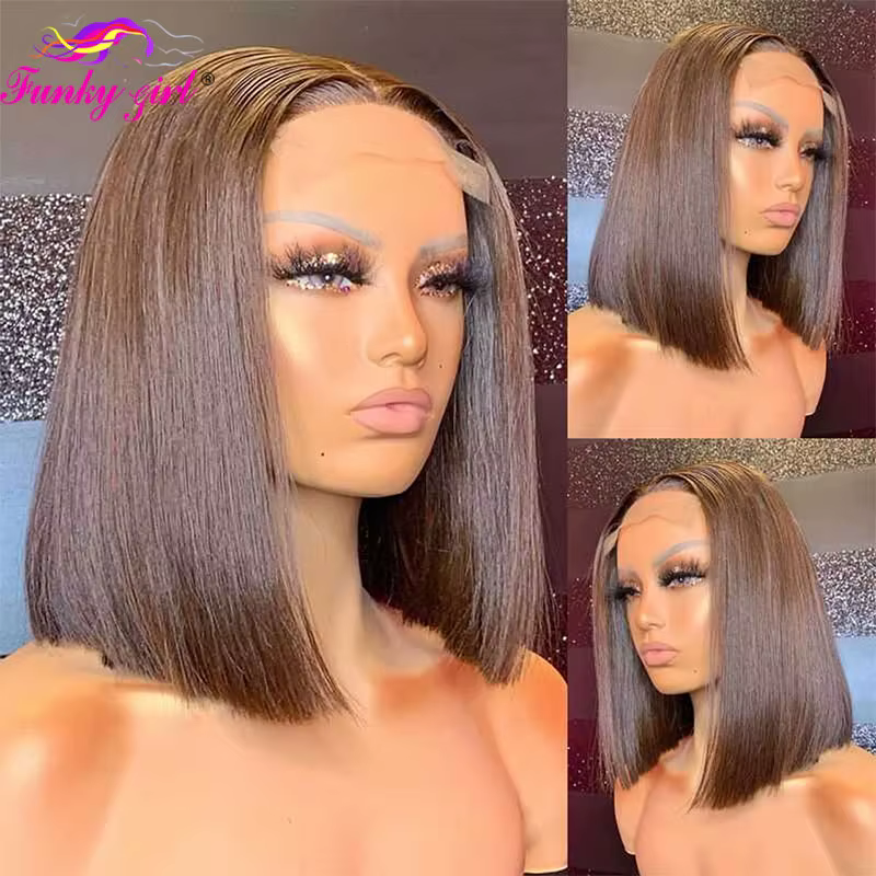 Perruque Bob Lace Frontal Wig naturelle brésilienne Remy