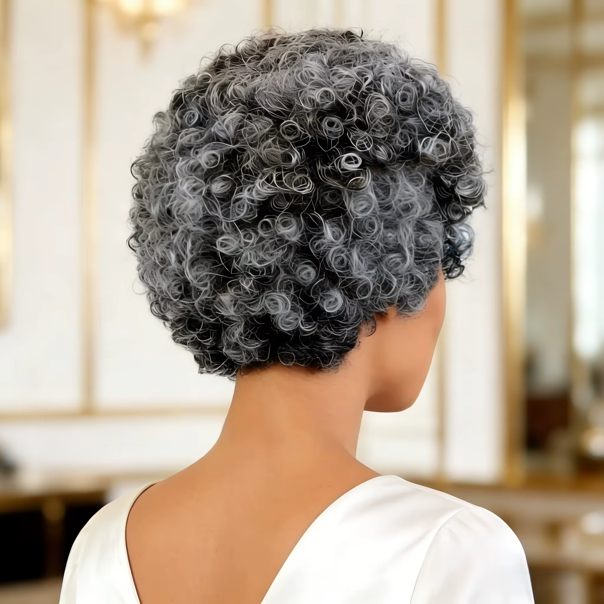 Perruque en cheveux humains gris pour femmes