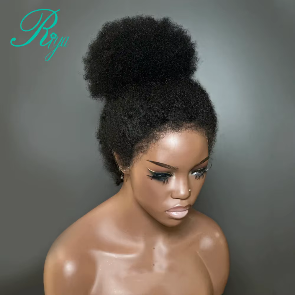 Perruque Afro bouclée 4x4 5x5 Invisible HD dentelle avec bords 4c