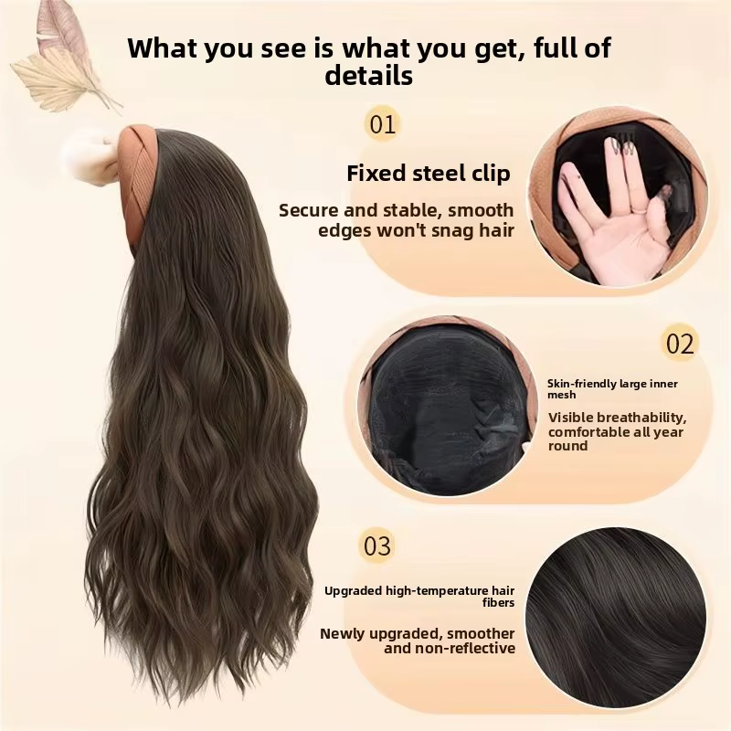 Bandeau Cheveux Longs Bouclés Couleur Caramel