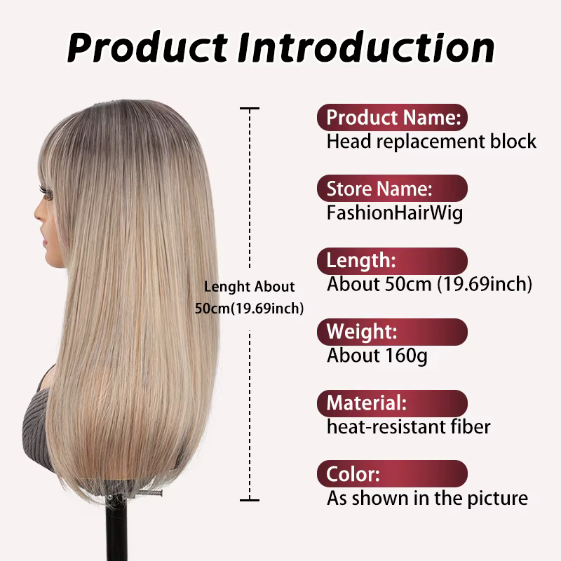 Topper synthétique pour cheveux raides 50 cm | Haut de la couverture de la tête