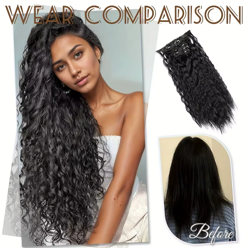 Extensions de cheveux synthétiques longs et bouclés de 22 pouces