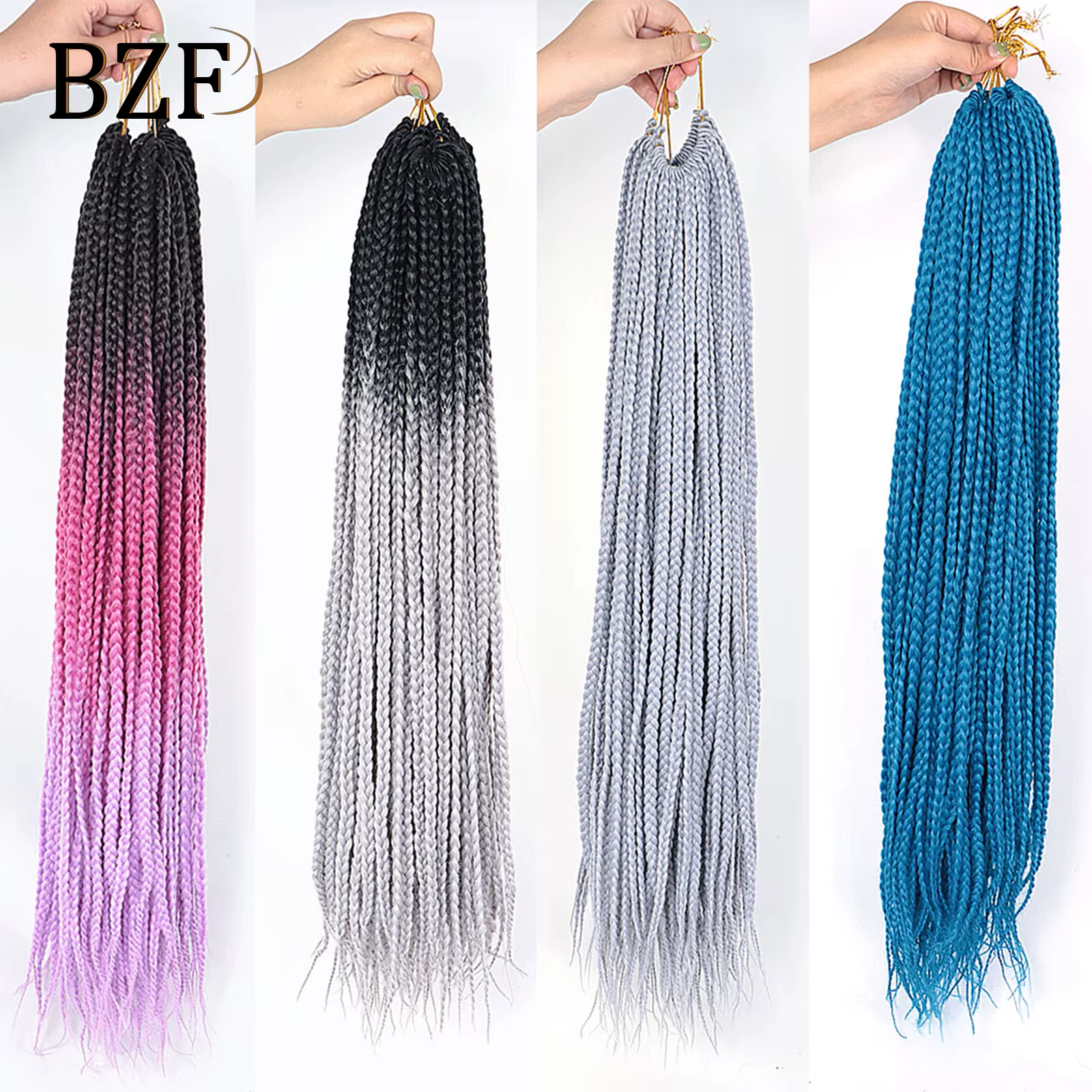 Extensions de Tresses Synthétiques Grises au Crochet pour Femme