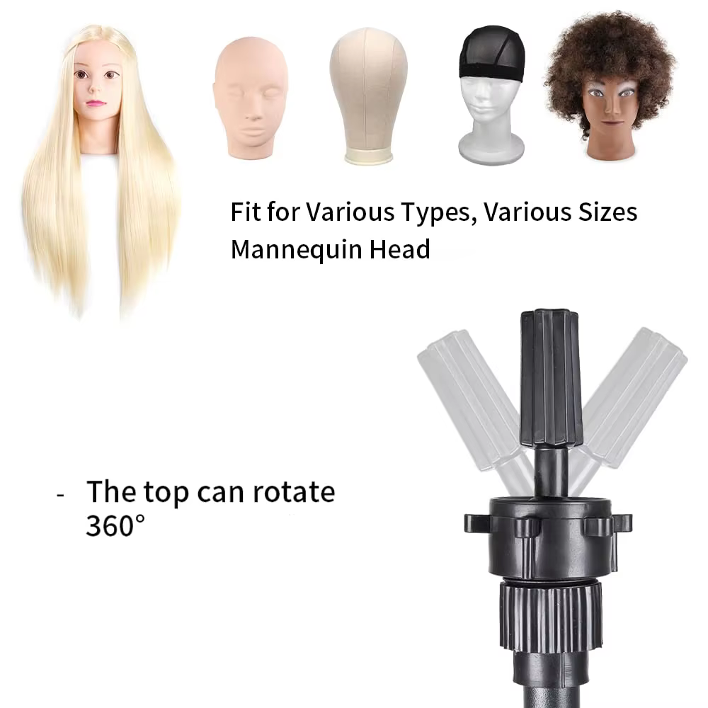 Support de tête de perruque trépied réglable en hauteur