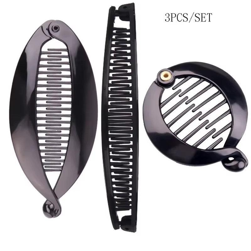 Lot de 3 pinces à cheveux noires