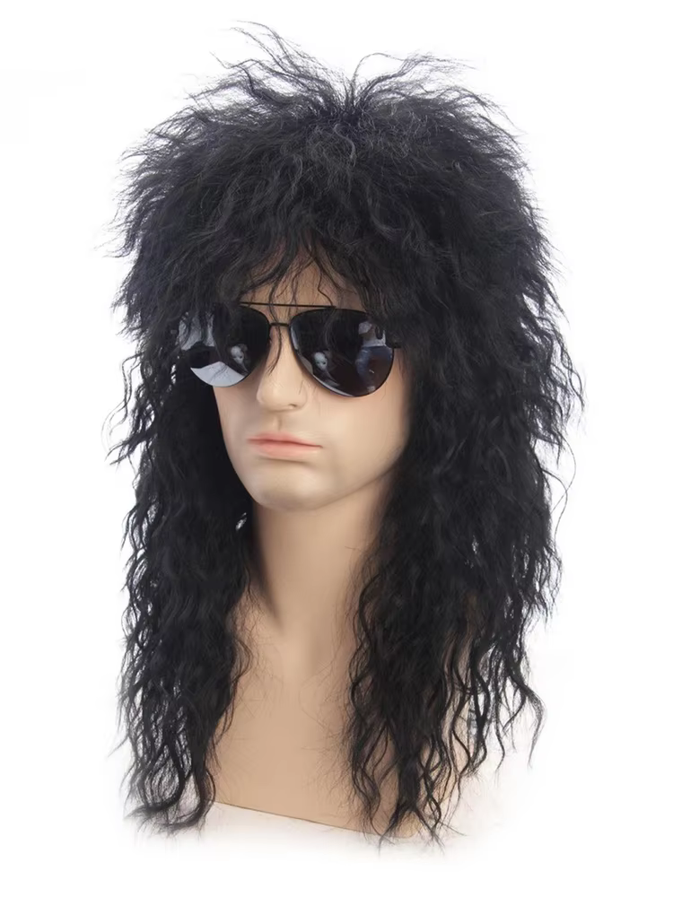 Perruque Rockstar blonde Punk pour hommes, perruque longue et moelleuse pour fête d'halloween, perruque synthétique de mulet, accessoires de Cosplay Rock, années 70 et 80