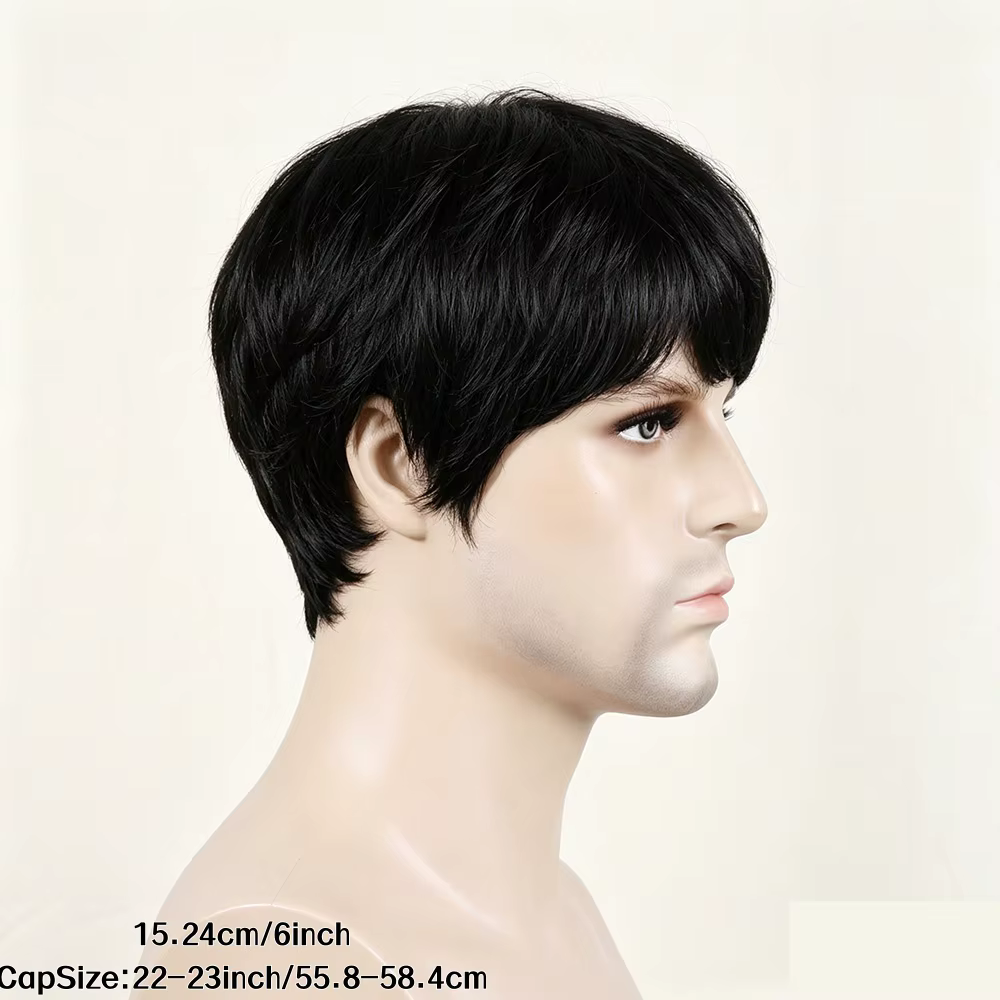 Perruque courte noire pour homme