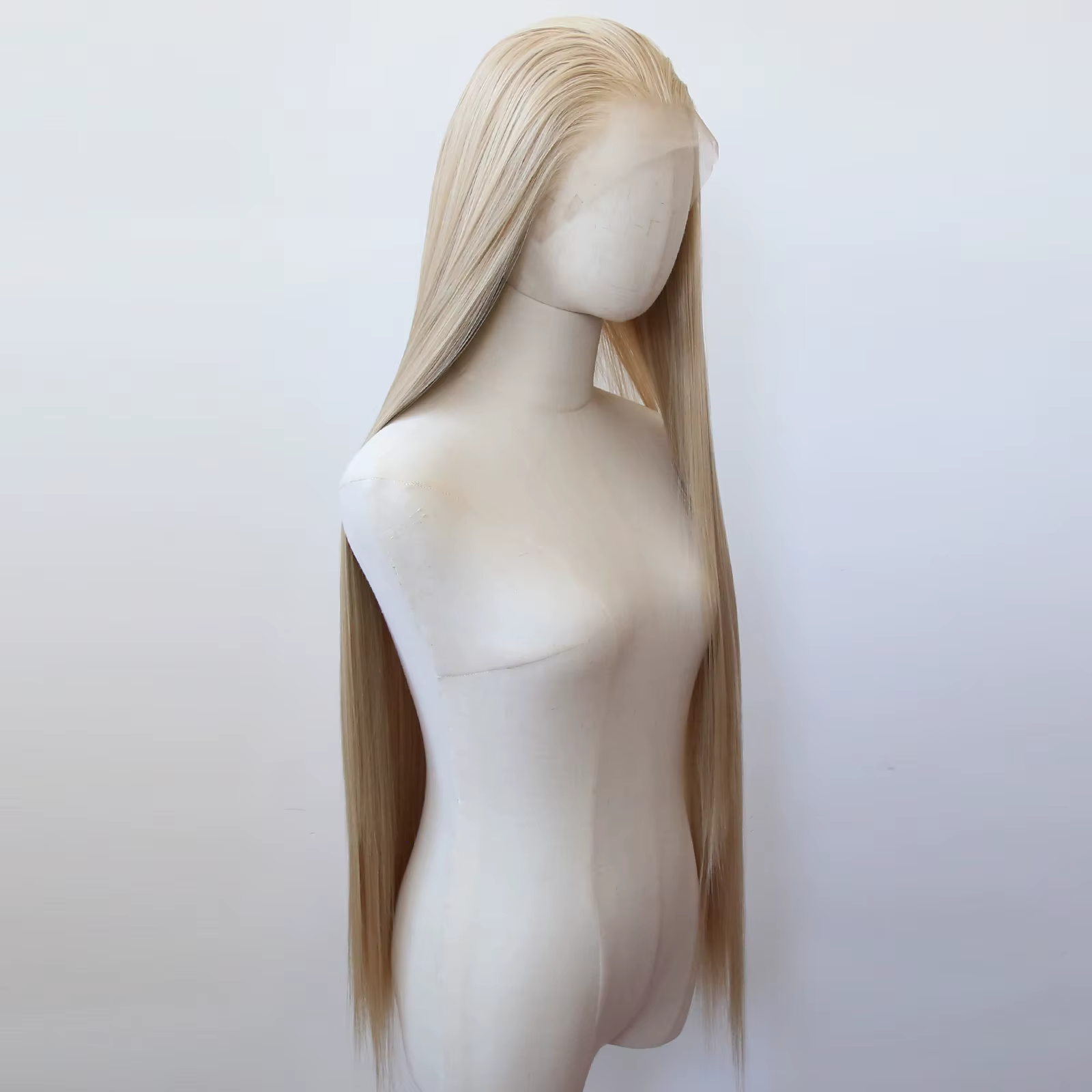 Perruque Lace Front Wig synthétique marron lin 40 pouces