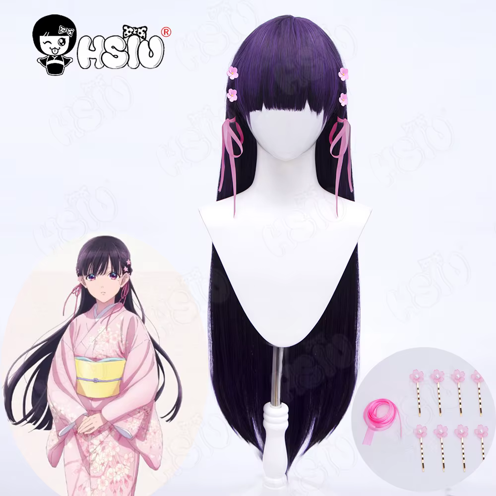 Saimori-Perruque Cosplay en Fibre Synthétique Ultraviolette