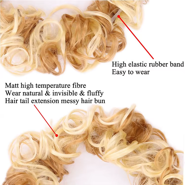 Postiche beignet chignon bouclé et désordonné | Extensions de queue de cheval DIY pour femmes – Accessoires updo
