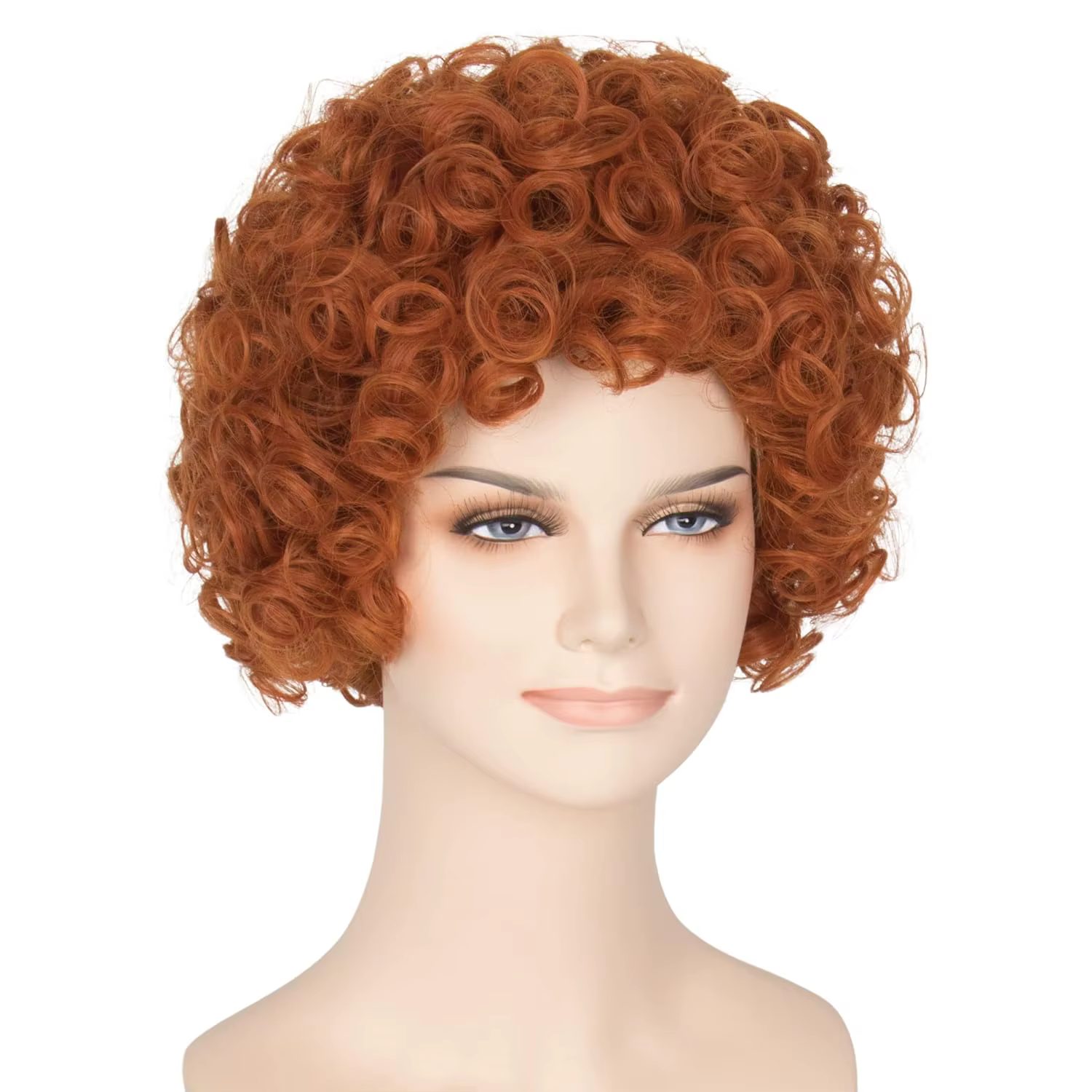 Perruque Courte Bouclée Rouge Orange pour Femme