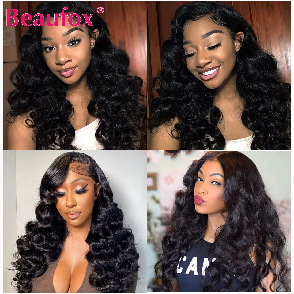Beaufox paquets de cheveux humains vague lâche avec fermeture tissage