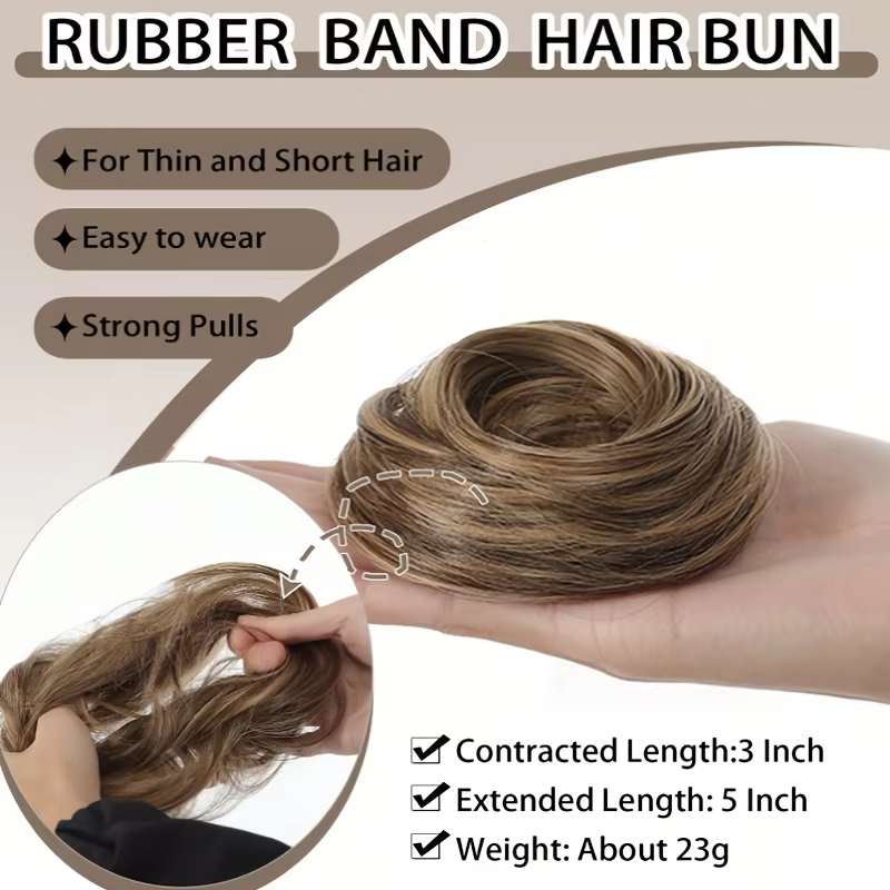 Extensions de chignon synthétiques élégantes à boucles désordonnées avec élastique