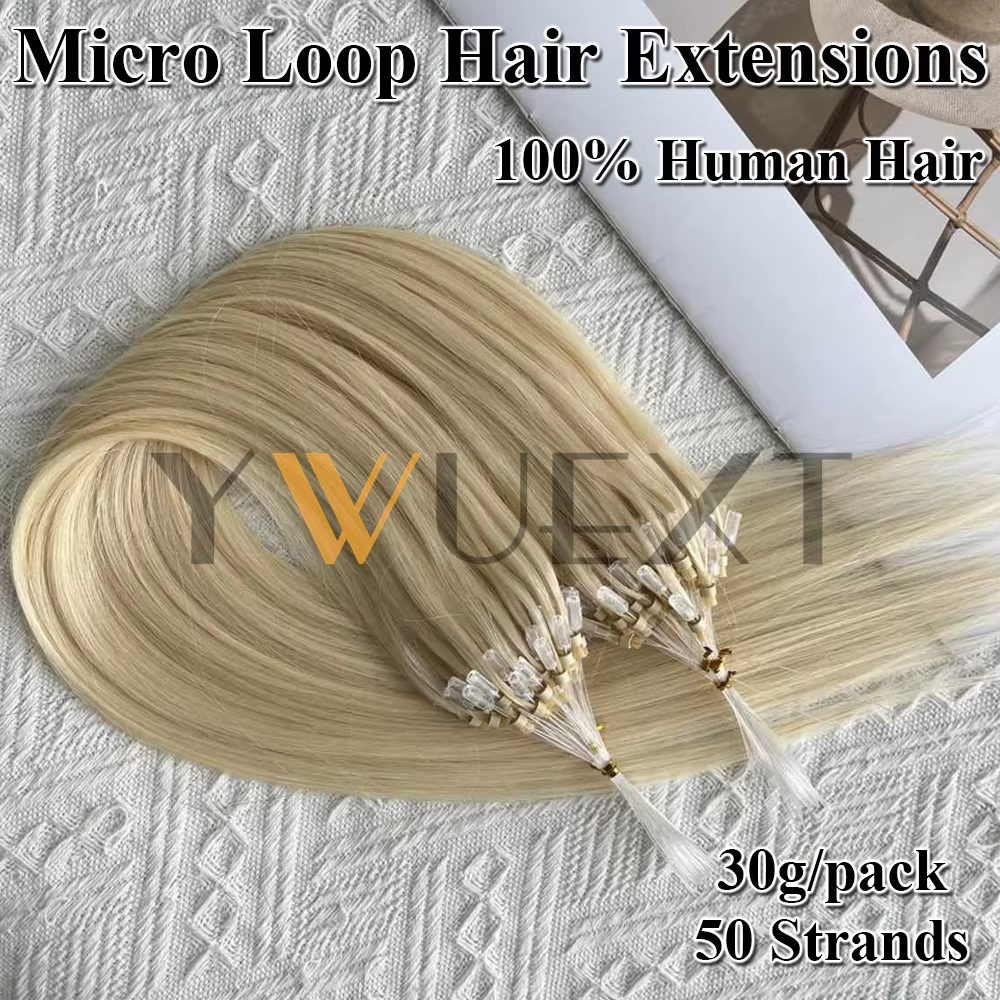 Micro boucle anneau Extensions de cheveux humains 12 "-20" naturel noir brun blond lien
