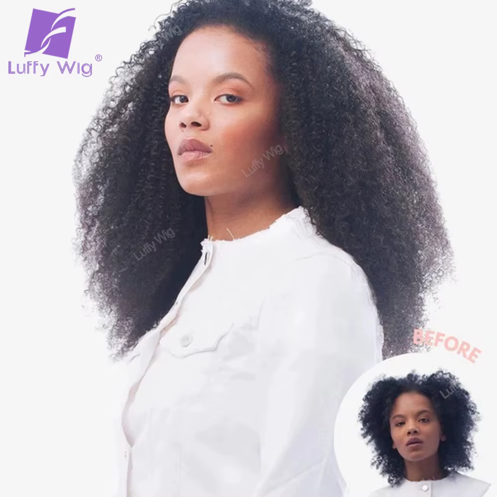 Sans couture pu 3c 4a Afro crépus bouclés pince dans les Extensions de cheveux humains Remy brésilien