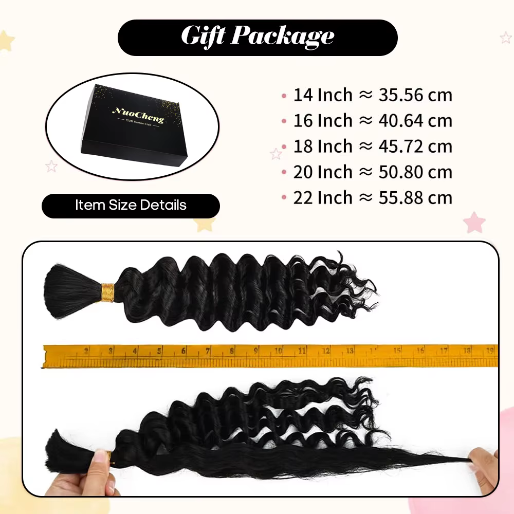 2 lots de cheveux humains à tresser pour tresses bohèmes