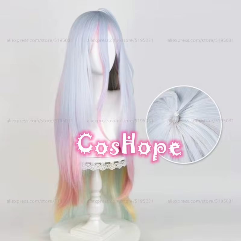 Shiro Cosplay perruque 100 cm longue perruque droite avec queue de cheval couleur mixte perruque Cosplay Anime Cosplay perruques résistant à la chaleur perruques synthétiques