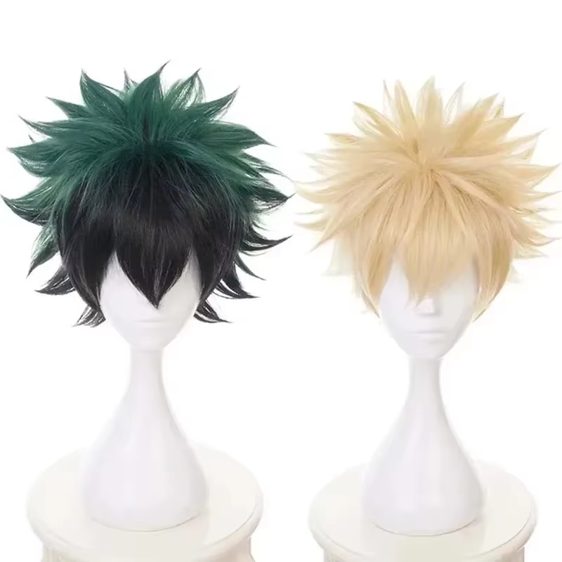 Perruque courte synthétique résistante à la chaleur pour cosplay My Hero Academia Midoriya Izuku Bakugou Katsuki Bakugo