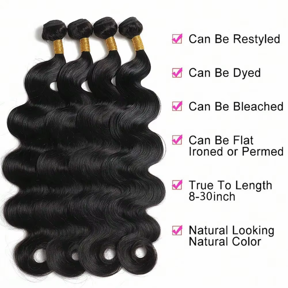 Extensions de cheveux humains brésiliens vierges non traités