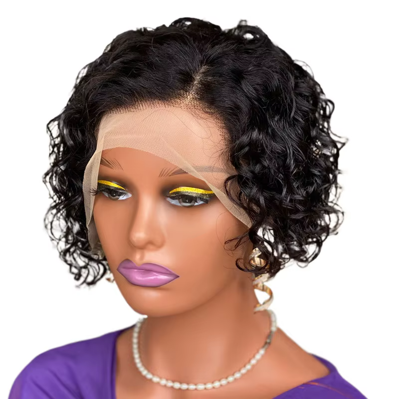 Perruque coupe Pixie bouclée brésilienne Remy