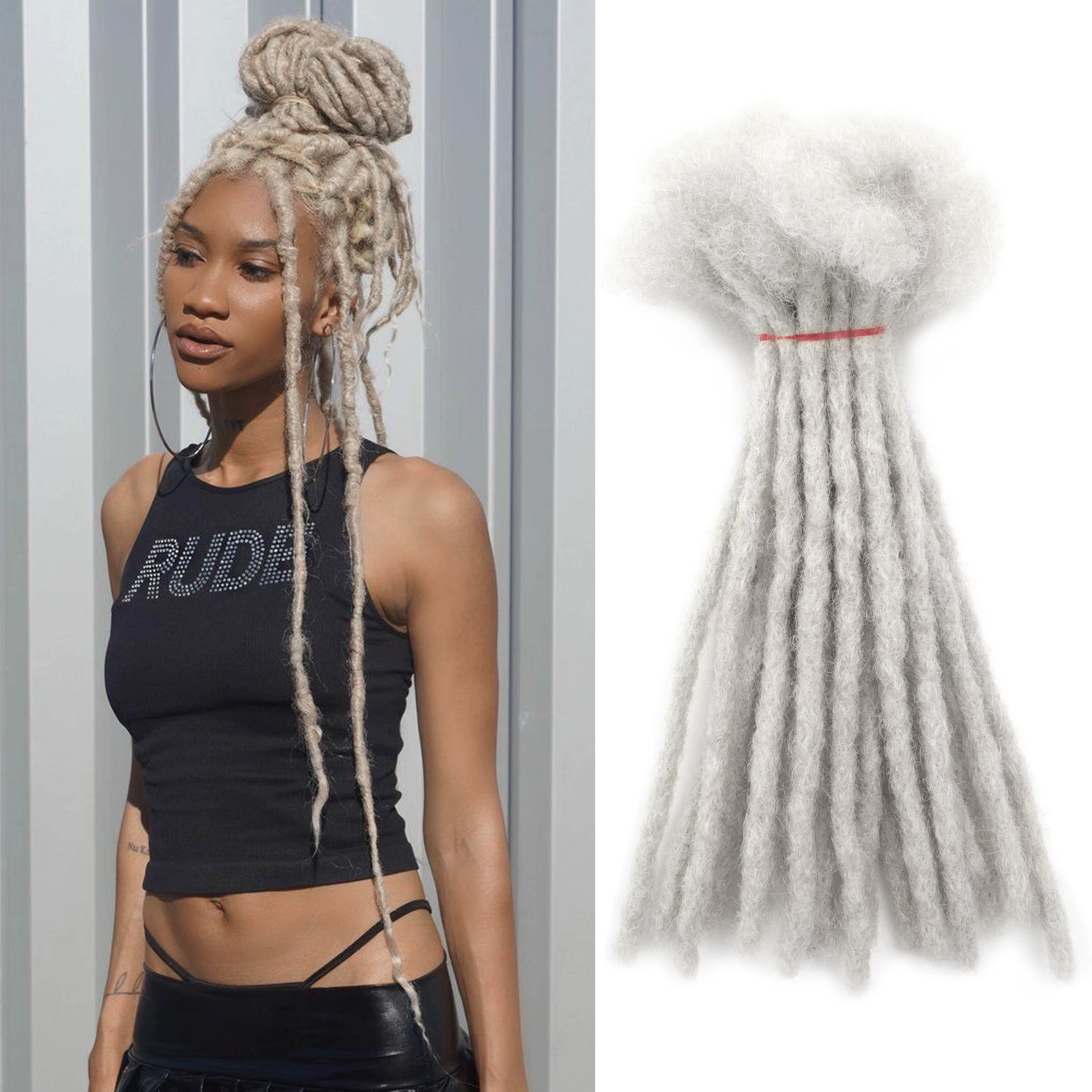20 brins/paquet # Extensions de cheveux humains en gros gris clair