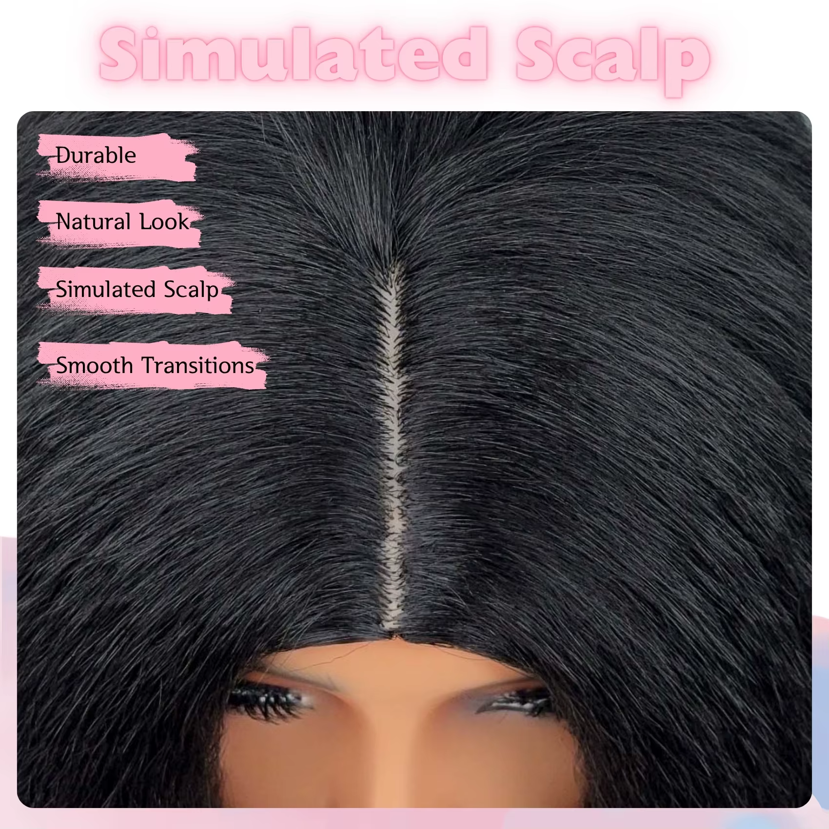 Perruque Yaki noire lisse mi-longue de Style africain pour femmes