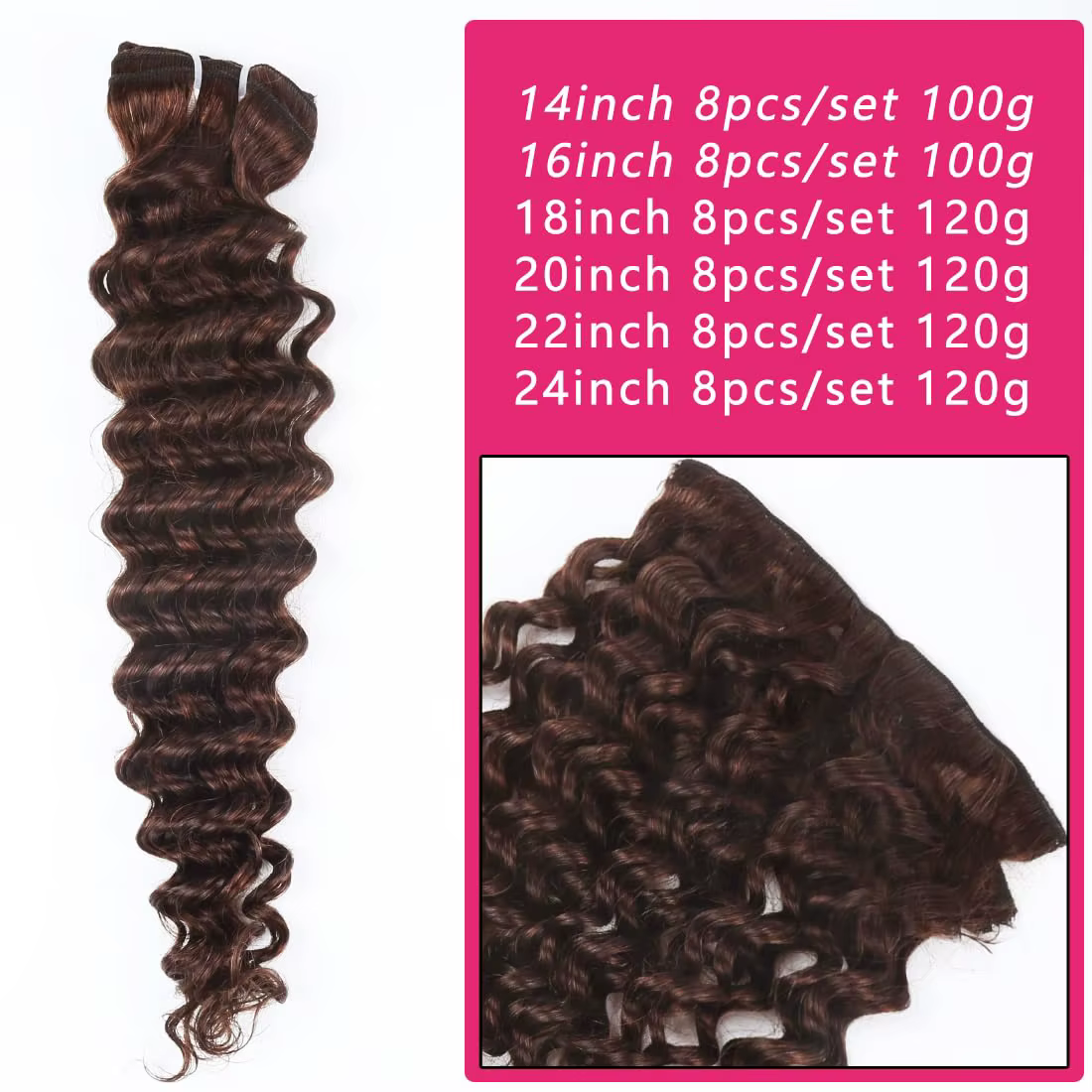 Pince bouclée brune dans les Extensions de cheveux vrais
