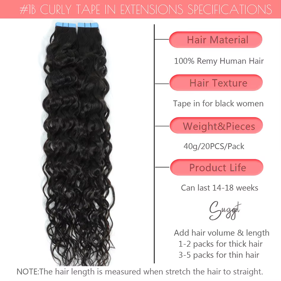 Extensions de Cheveux Humains Ondulés pour Femme