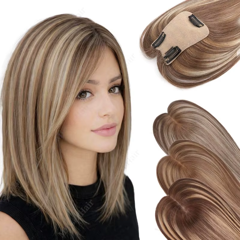 Topper de cheveux humains brun Ombré Balayage 7x11cm