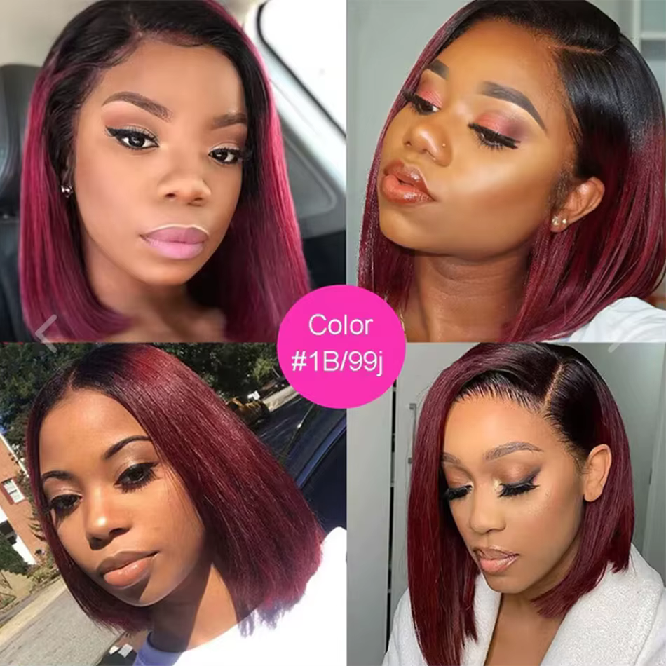 Tissage en lot brésilien naturel lisse ombré bordeaux