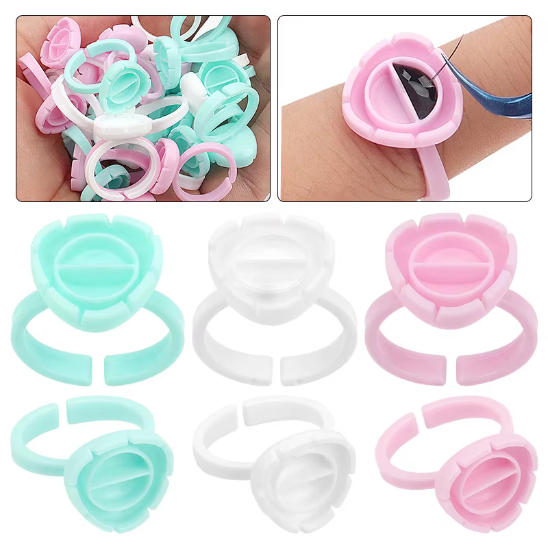 Aireishi vente en gros 100 pièces/sac d'extension de cils jetable colle anneau tasse tatouage Pigment support conteneur