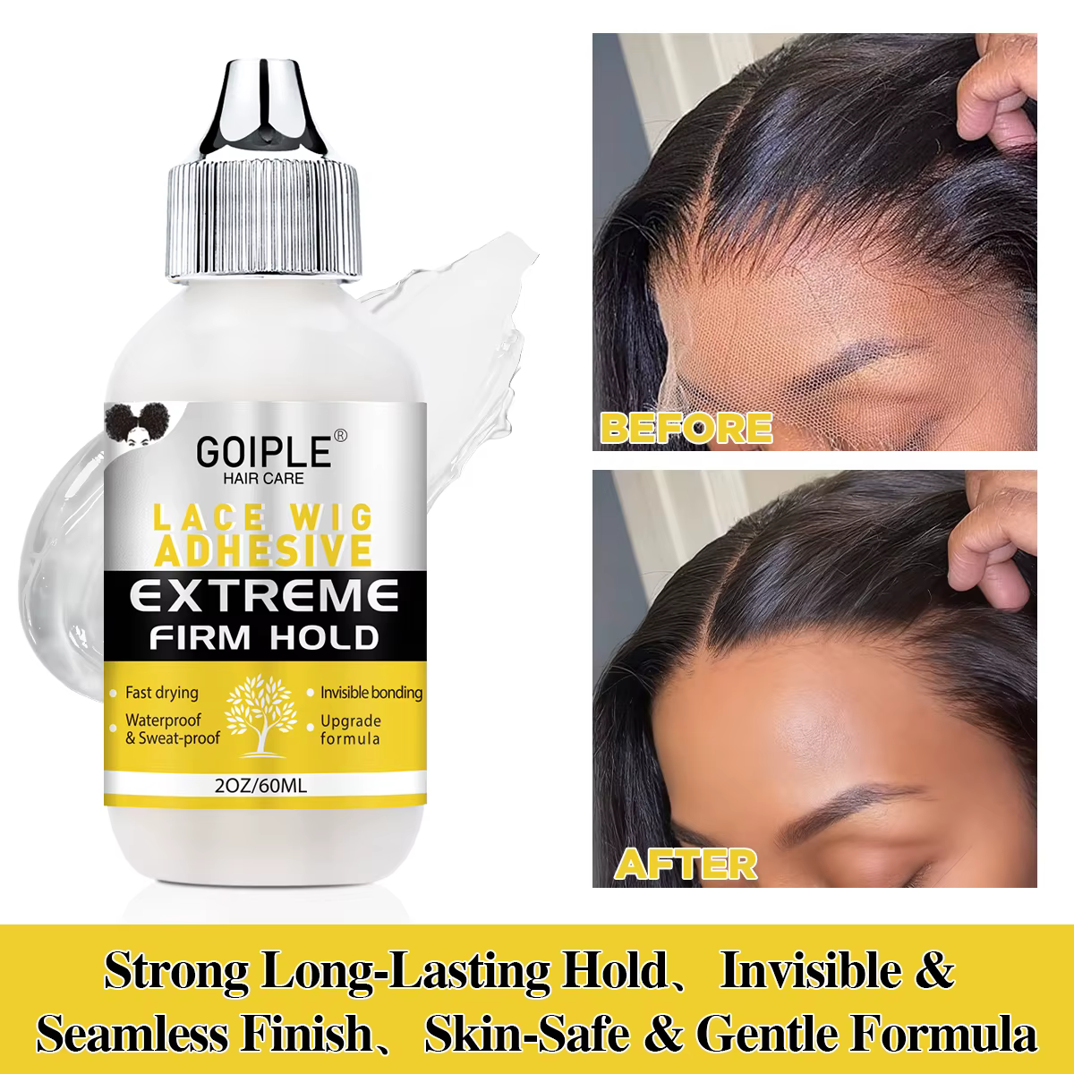 Kit d'installation de perruques Goiple 6 pièces avec colle pour dentelle et spray de fusion
