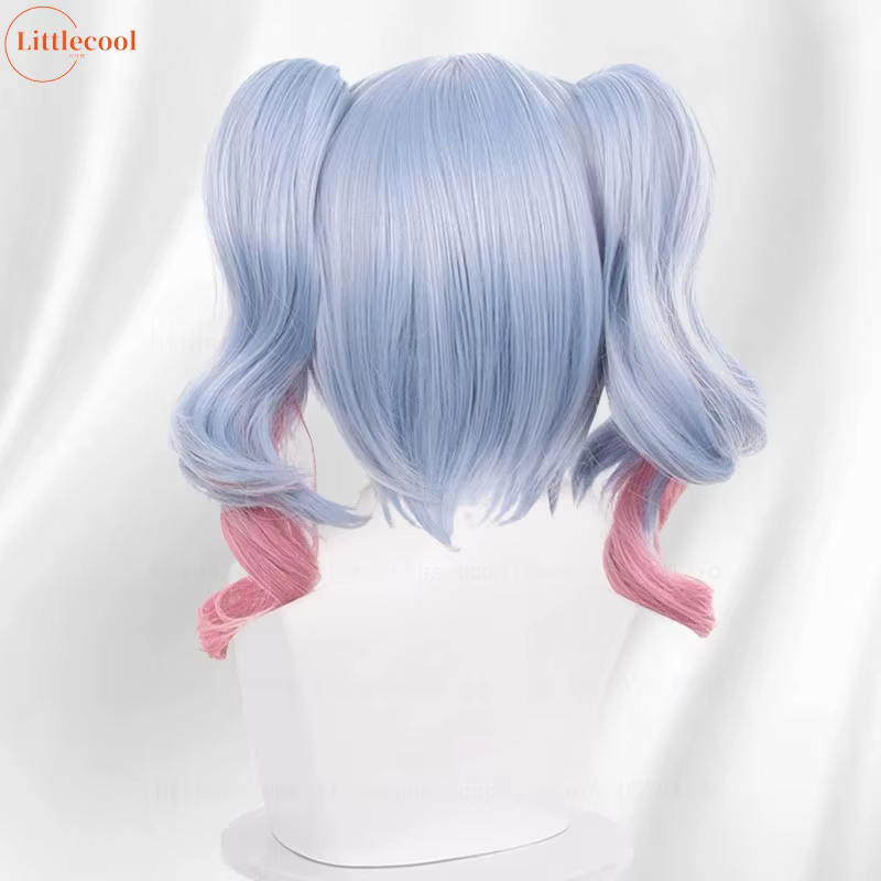 Miku lapin trou Cosplay perruque 45 cm de Long couleur mixte queues de cheval résistant à la chaleur cheveux