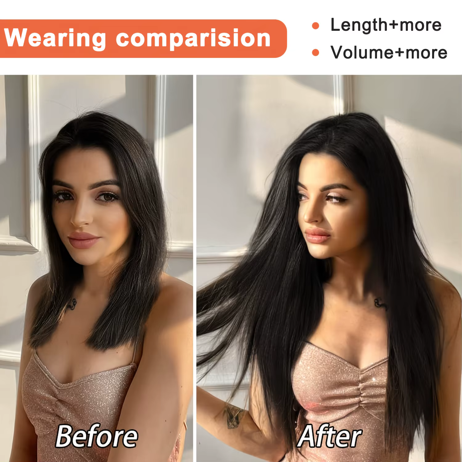 Extensions synthétiques noires naturelles à clips