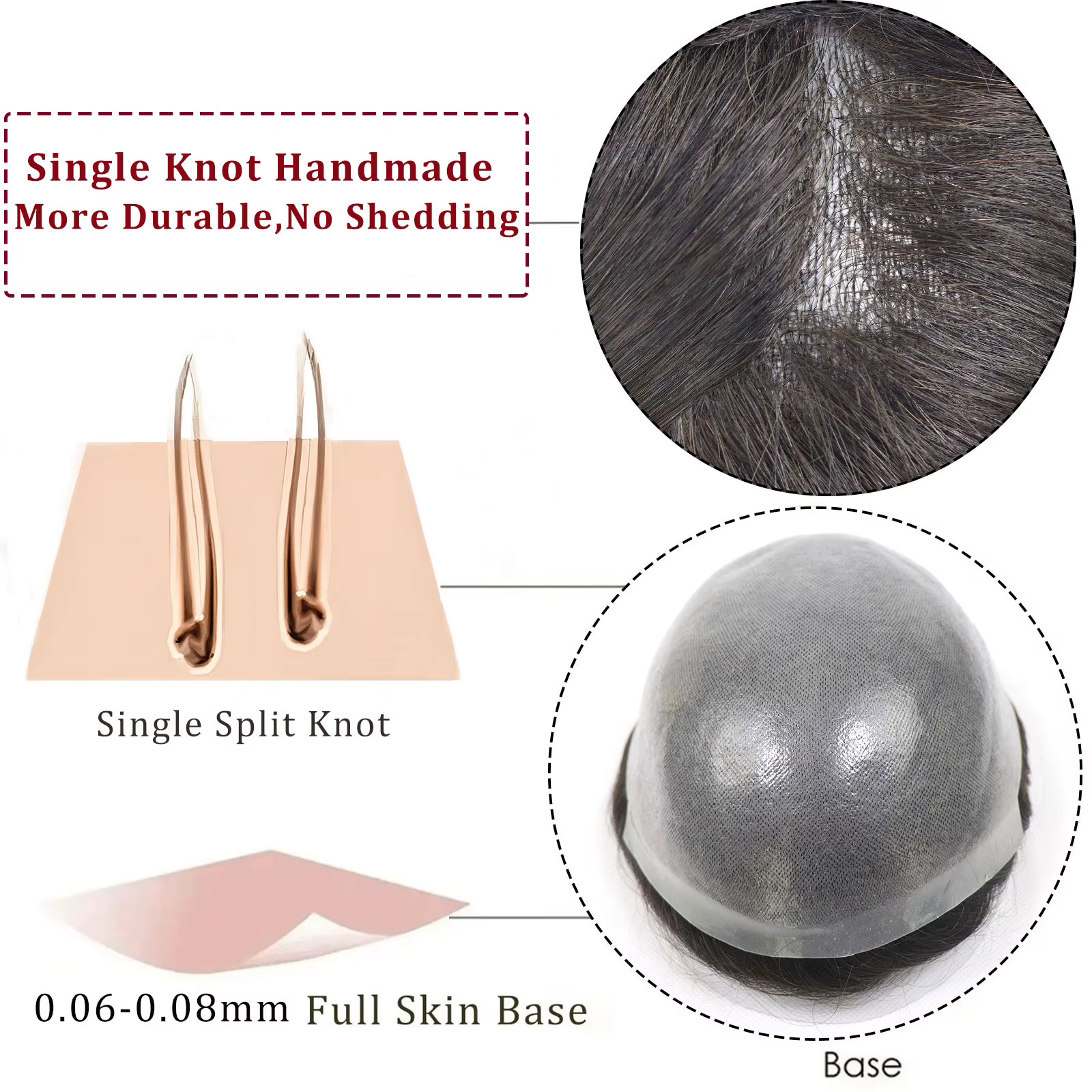 # 1B80 toupet pour hommes cheveux humains 0.06-0.08mm complet PU