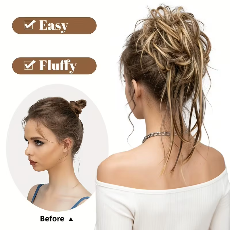 Perruque synthétique, extension de cheveux longs bouclés