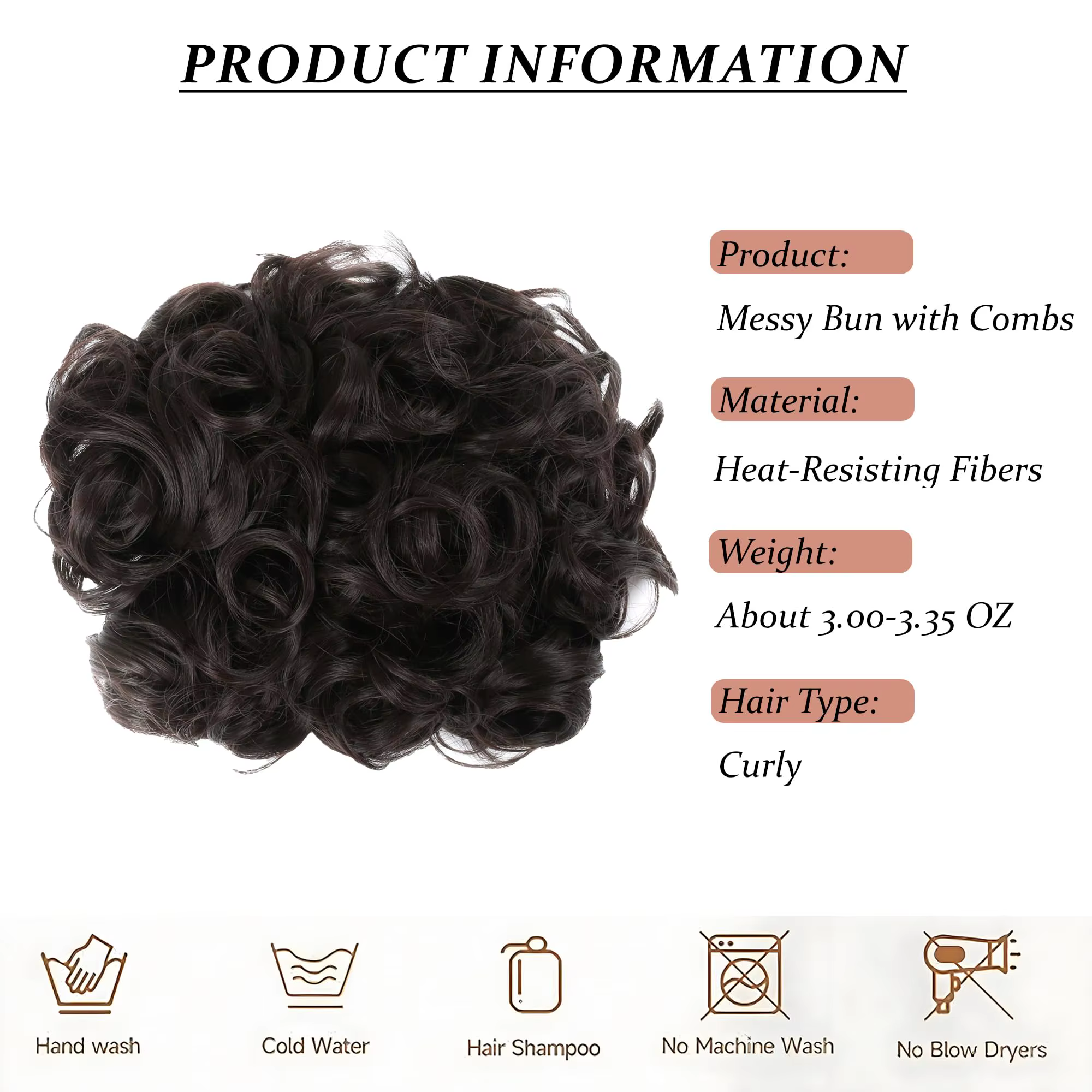 Chignon synthétique court bouclé désordonné