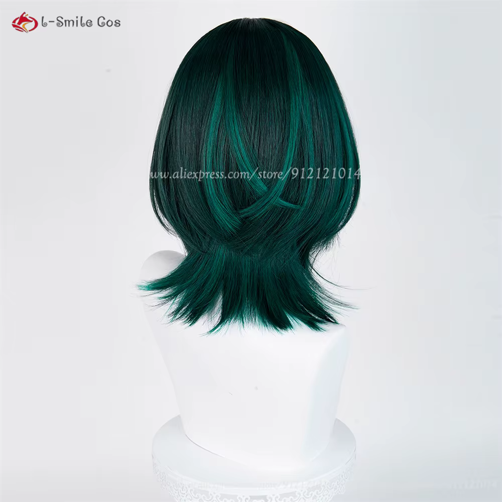 Nefer Cosplay perruque 36 cm vert reflets perruques pour femmes