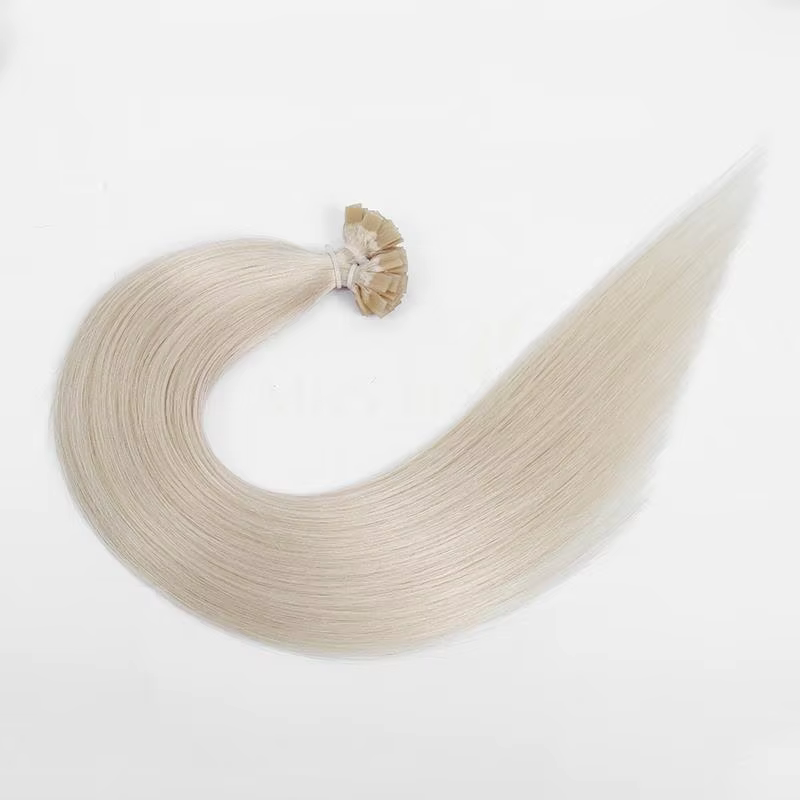 Blond Blanc Personnalisé 1001 # Extensions de cheveux à pointe plate