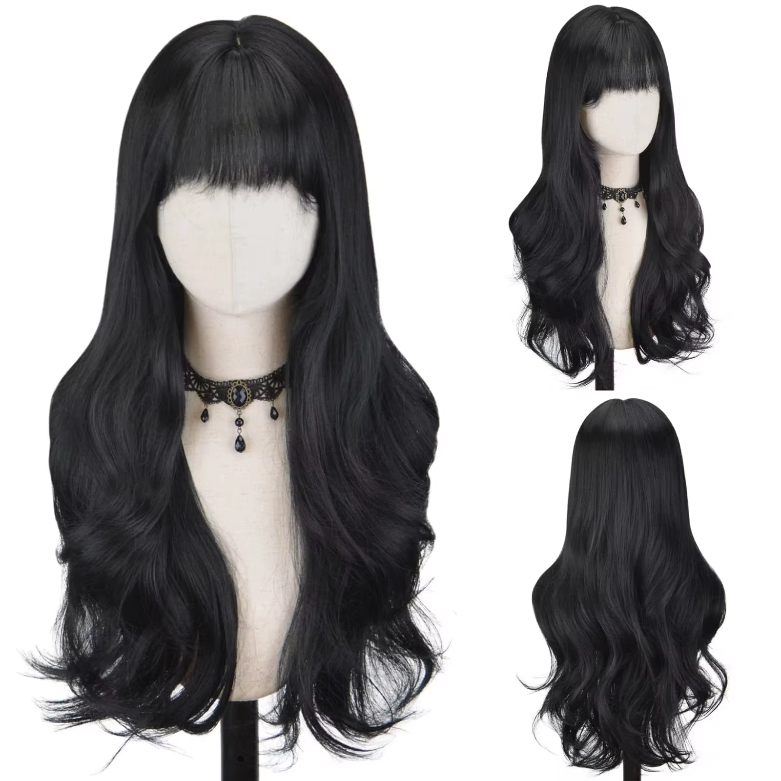 Perruque synthétique de 26 pouces avec grand style ondulé pour cosplay d'Halloween