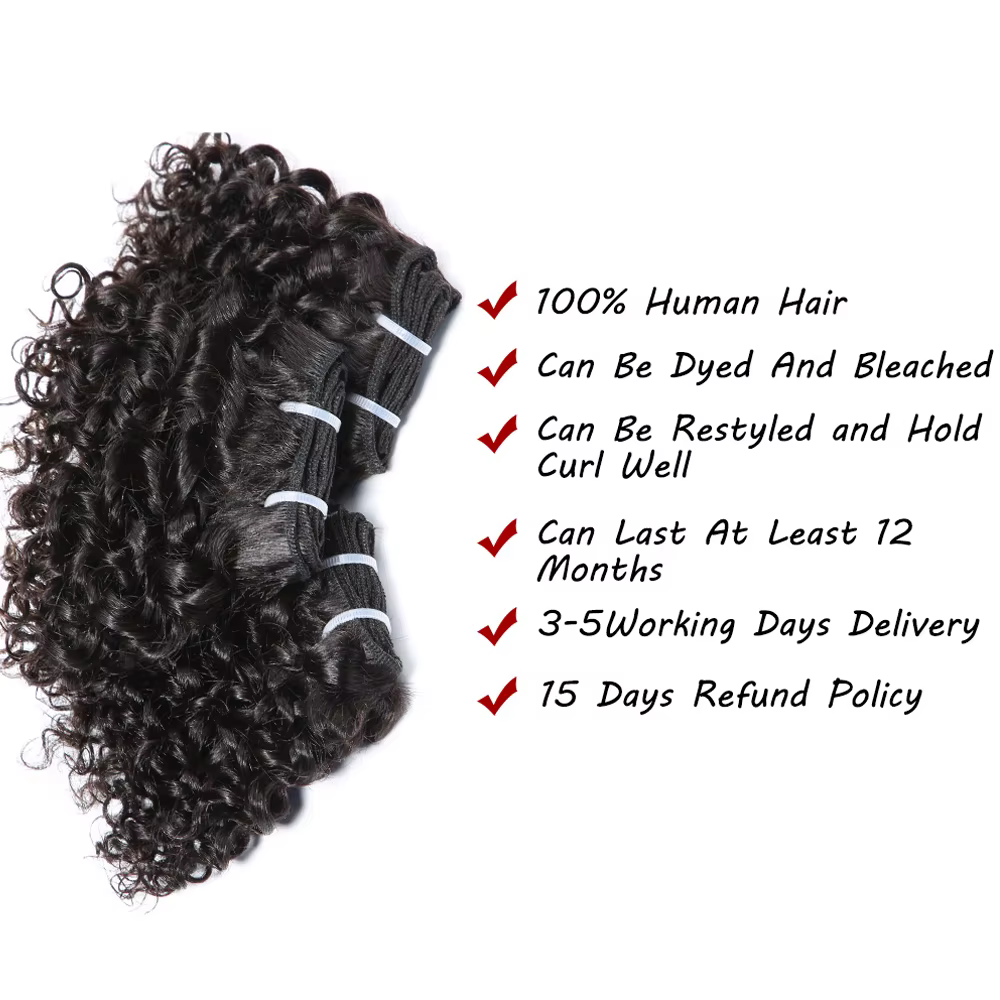 Code Calla rebondissant cheveux bouclés paquets Double tirage indien 6 pouces coupe courte Remy Extensions