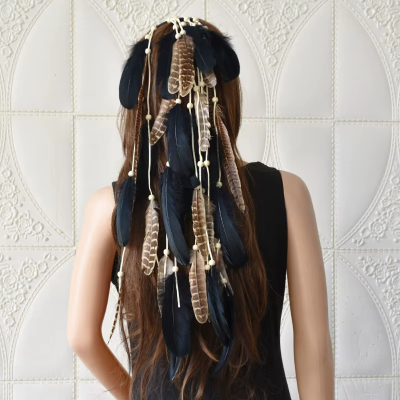 Peigne à cheveux en plumes colorées pour femmes