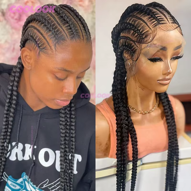 Perruque synthétique tressée style cornrow
