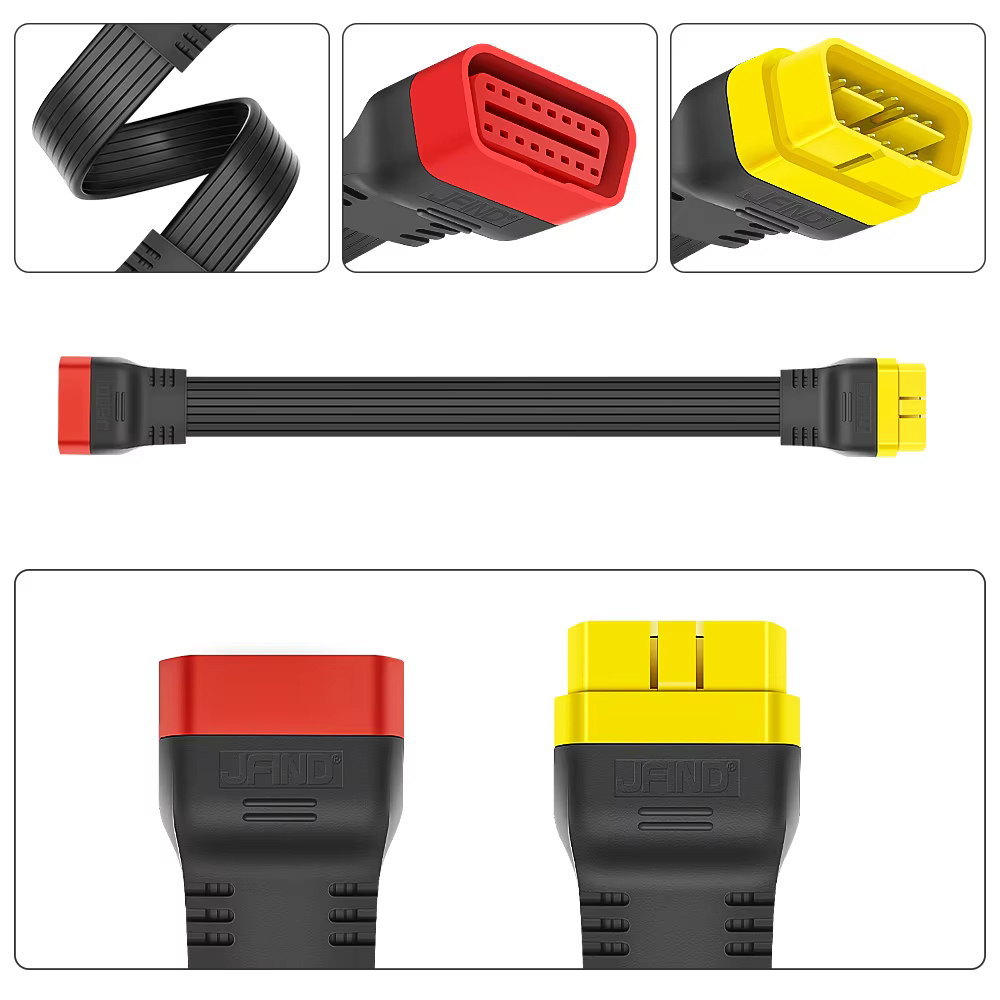 Connecteur d'extension OBD 2 OBD II JFIND JF36 16 broches mâle vers 16 broches femelle pour diagnostic automobile, câble d'extension pour outil de diagnostic auto ELM327