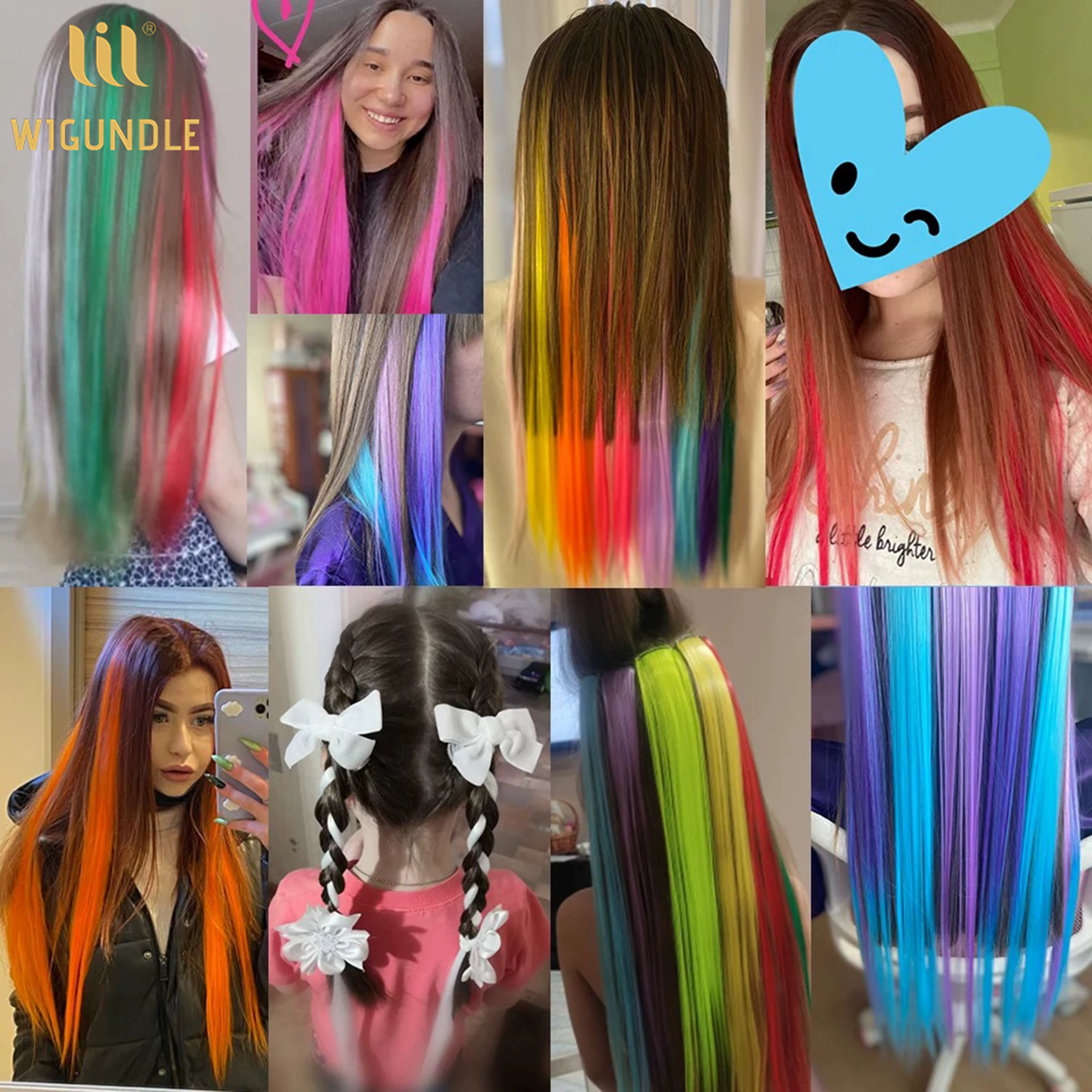 Extensions de cheveux synthétiques longues et droites de 22 pouces
