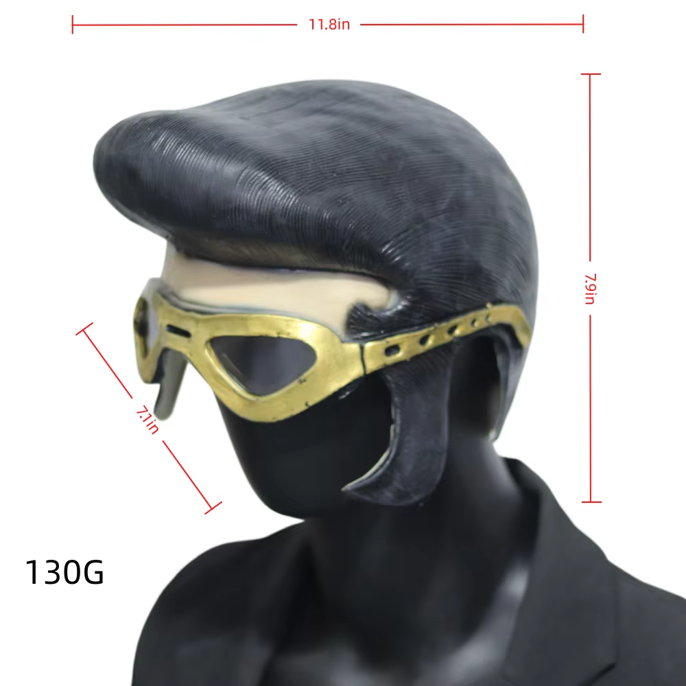 Masque de style rock vintage avec lunettes dorées et coiffure pompadour noire pour costume de fête pour homme