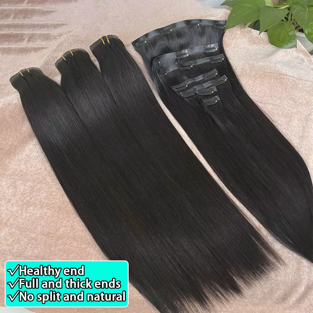 Extensions de cheveux vierges naturels à clipser