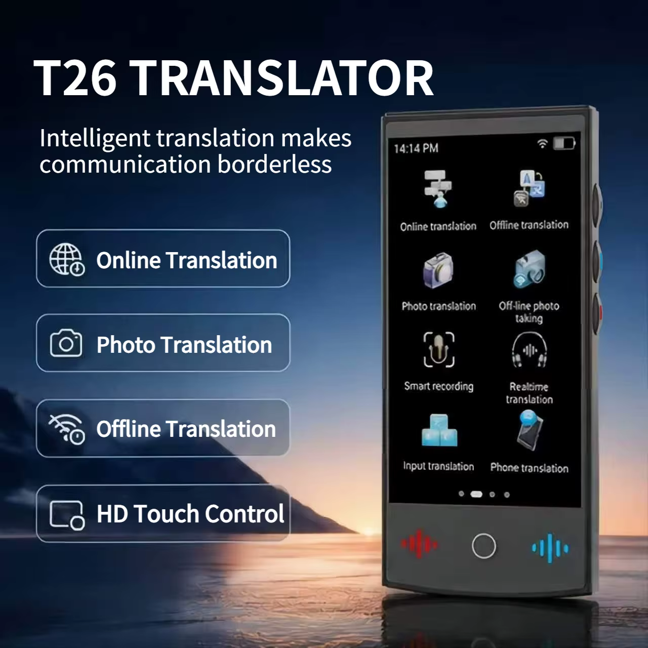 Traducteur vocal intelligent portable T26, 147 langues, traduction en temps réel, instantanée, en ligne et hors ligne, machine de traduction pour les voyages d'affaires