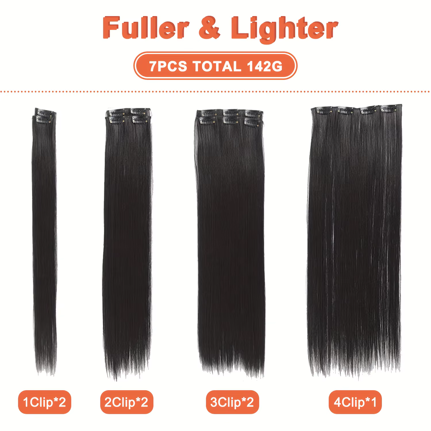 Extensions synthétiques noires naturelles à clips